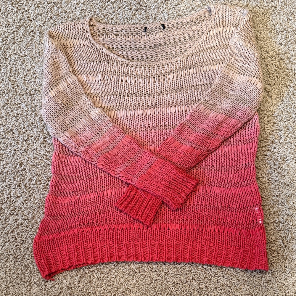 Gradient Reddish-Pink and Clay-Cream Women's Sweater